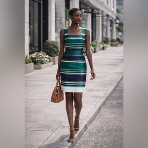 Lafayette 148 New York Multicolor Striped Sleeveless Mini Dress Size 8 NWT